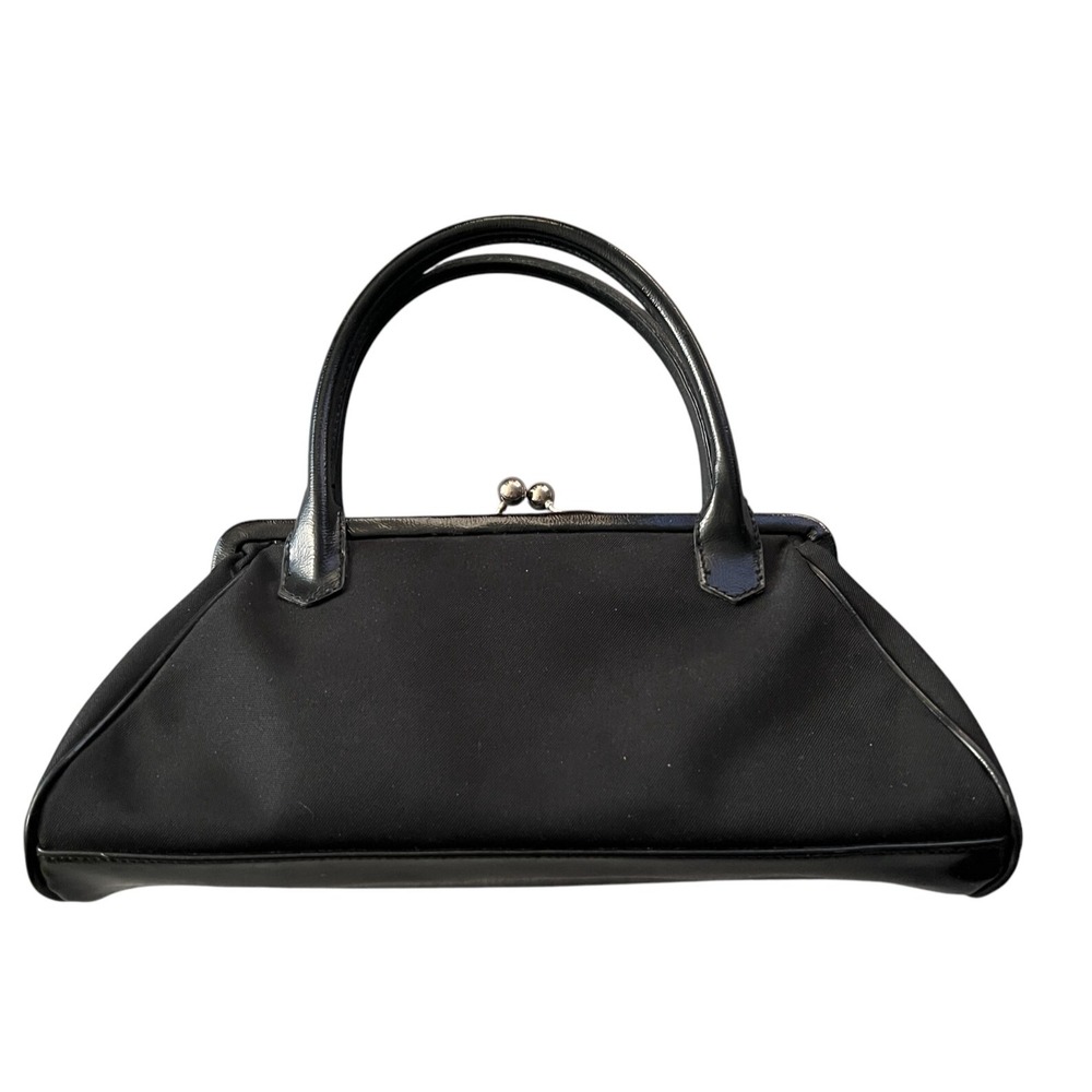 Vtg Valerie Stevens Triangle Black Purse Double Handle Coin Bag Credit Card Slot